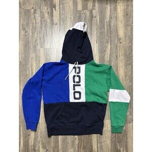 Polo Ralph Lauren Colorblock LOGO  POLO GRAPHIC PRINT HOODIE SWEATSHIRT SMALL